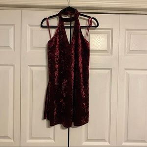 Crushed Velvet Dress by Aakaa - in burgundy